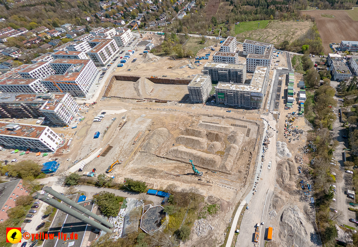 21.04.2023 - Luftbilder von der Baustelle Alexisquartier und Pandion Verde in Neuperlach